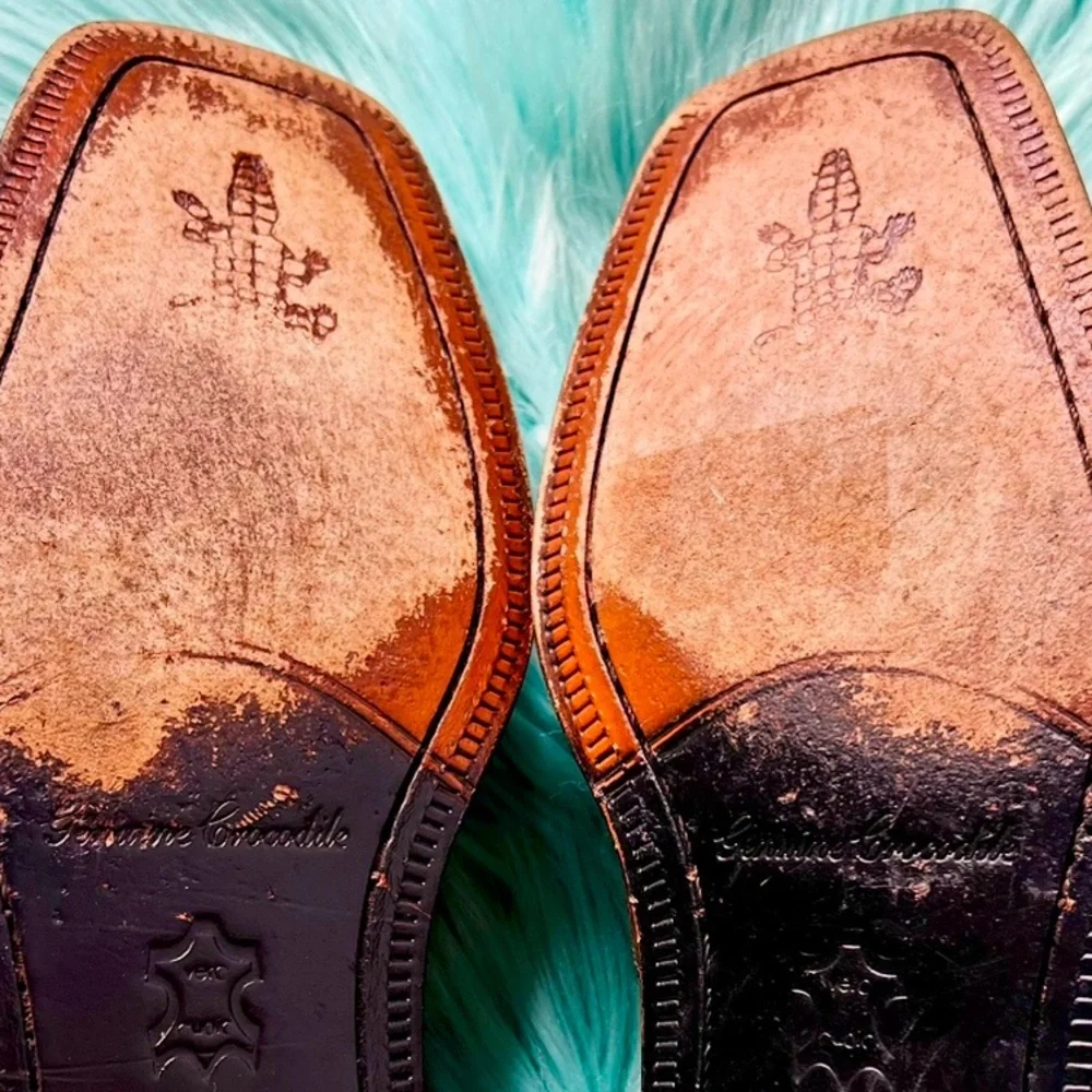 David Eden Genuine Crocodile Vintage Leather Golden Tan Oxford Loafer Men’s 10.5